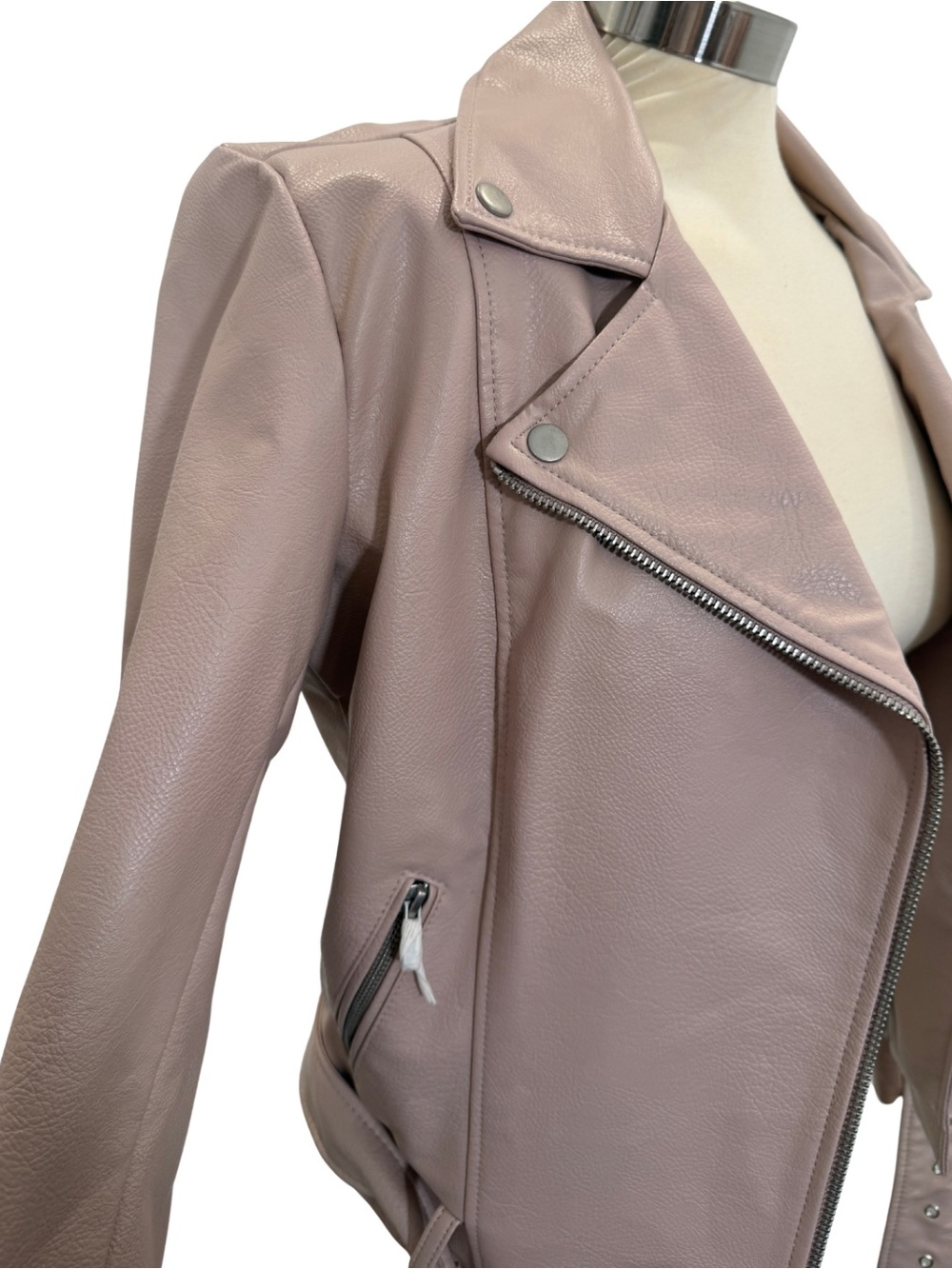 BB Dakota Dusty Rose Leather Moto Jacket - Picture 3 of 6